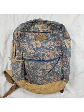 ONeill Shoreline Backpack Floral Print Canvas Blue Pink Flower Casual School